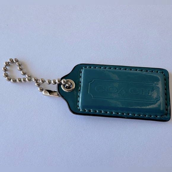 Coach Dark Turquoise Leather Hang Tag - Picture 1 of 3